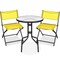 Best Choice Products 3-Piece Patio Bistro Dining Furniture Set w/ Round Textured Glass Tabletop, Folding Chairs